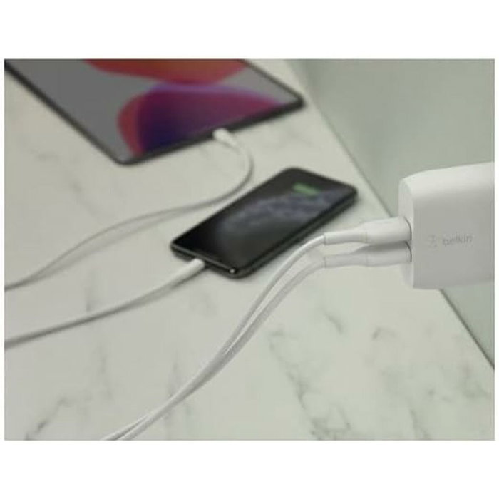 Belkin WCD001VF1MWH Cargador Dual USB-A 24W con Cable Lightning 1m Blanco Belkin WCD001VF1MWH Cargador Dual USB-A 24W con Cable Lightning 1m Blanco