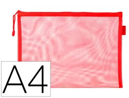 Liderpapel Bolsa zipper bag de poliéster transpirable multiusos tamaño Din A4 color rojo
