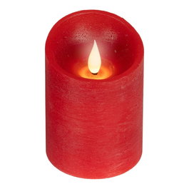 Lumineo Vela de cera LED Roja con parte superior curva