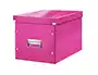 Leitz Caja Click&Store Cubica Grande Fucsia 320x360x310 mm Contenedor de Almacenamiento con Asas Metálicas Plegable Cartón Reciclado