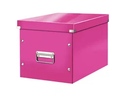 Leitz Caja Click&Store Cubica Grande Fucsia 320x360x310 mm Contenedor de Almacenamiento con Asas Metálicas Plegable Cartón Reciclado