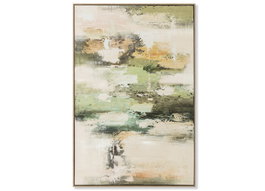 DKD Home Decor Cuadro Lienzo Abstracto Verde y Blanco 100x4,9x150 cm