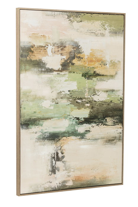 DKD Home Decor Cuadro Lienzo Abstracto Verde y Blanco 100x4,9x150 cm