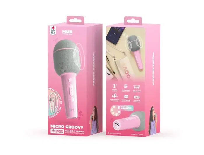 Wondee Micrófono Karaoke Mob Altavoz Marshmallow Portátil Inalámbrico con Efectos de Sonido y Bolsa de Algodón Reciclado