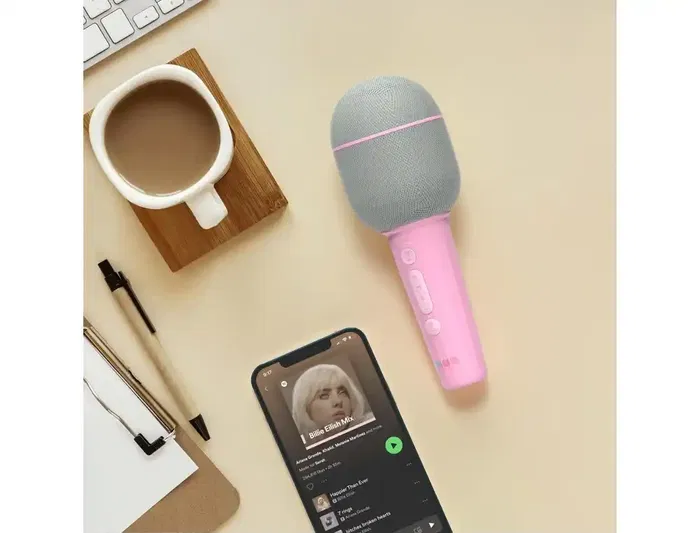 Wondee Micrófono Karaoke Mob Altavoz Marshmallow Portátil Inalámbrico con Efectos de Sonido y Bolsa de Algodón Reciclado