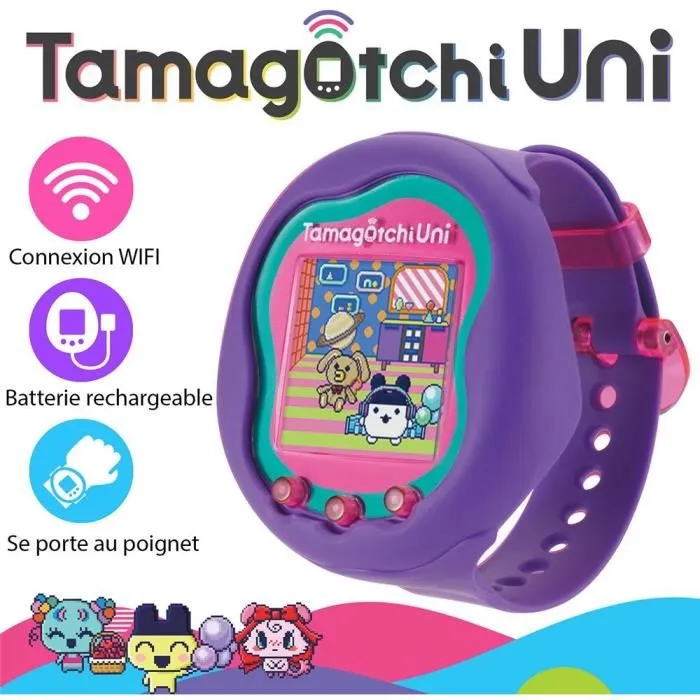 Bandai BAN3296580433520 Tamagotchi Uni - Mascota virtual conectada con pulsera de reloj - Modelo Morado Bandai BAN3296580433520 Tamagotchi Uni - Mascota virtual conectada con pulsera de reloj - Modelo Morado
