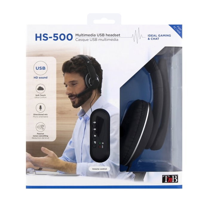 TNB Auriculares Multimedia HS-500 con Micrófono USB Negro TNB Auriculares Multimedia HS-500 con Micrófono USB Negro