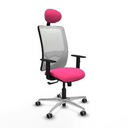 PIQUERAS Y CRESPO Silla de oficina Zulema Rosa y Blanco con Mecanismo Sincro