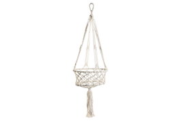 DKD Home Decor Macetero Macramé Colgante Blanco 30x30x100 cm