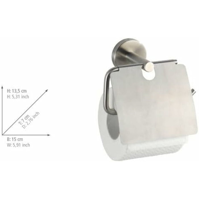 Wenko Portarrollos con tapa de acero inoxidable mate
