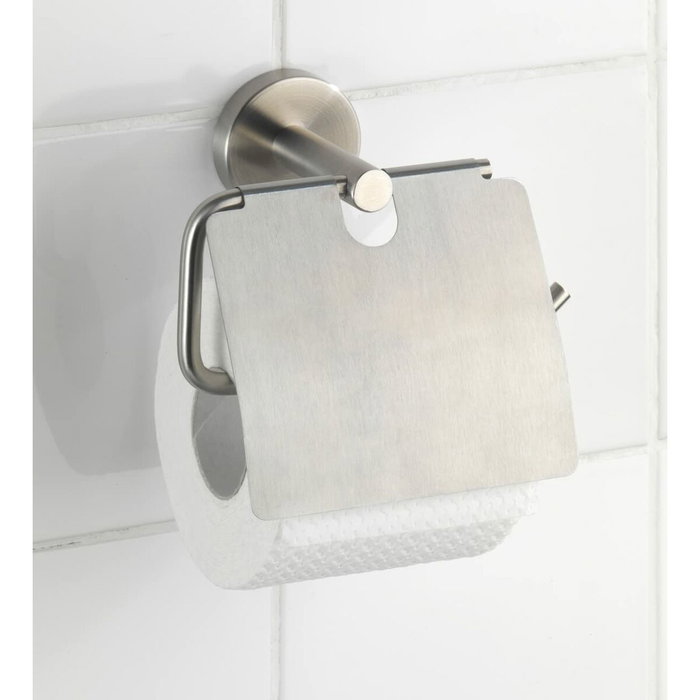 Wenko Portarrollos con tapa de acero inoxidable mate
