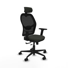 PIQUERAS Y CRESPO Silla de oficina Jorquera con mecanismo Sincro/Traslack, Tela Negra