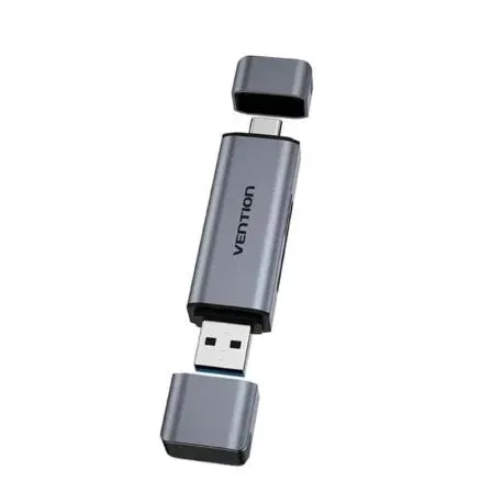 Vention CLFB0 Lector de Tarjetas Externo USB 3.0 SD y TF, Compatible con 512GB