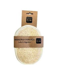 NATURASPA Manopla Ovalada Lufa-Algodón para Masaje Anticelulítico y Exfoliación de la Piel, 100% Lufa Natural y Algodón