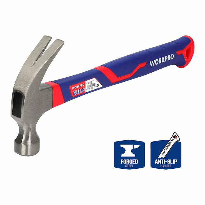 Workpro Martillo de carpintero con mango de fibra de vidrio, 450 g