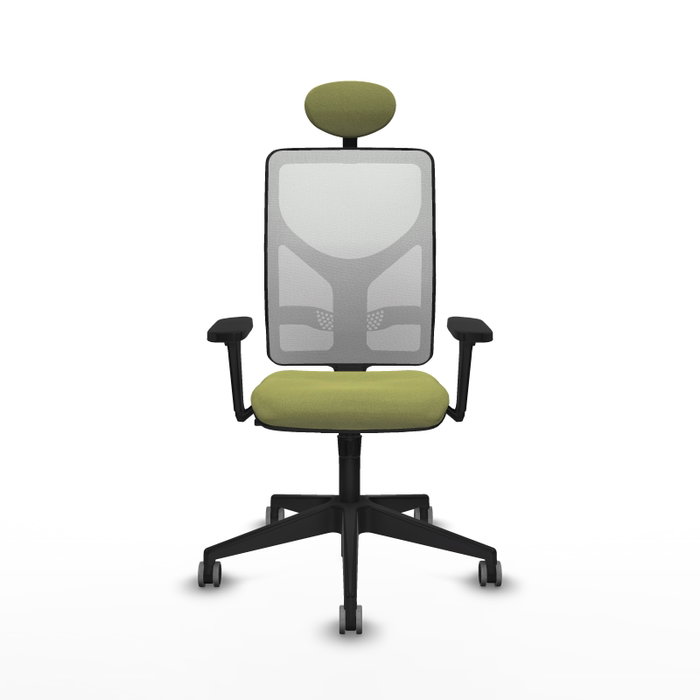 Silla de oficina Motilla con mecanismo Sincro tapizada con Tela color Verde oliva y malla color Blanco. Equipada con lumbar 1D, Brazos 3D, Cabecero Fijo y Ruedas 65 mm parqué Silla de oficina Motilla con mecanismo Sincro tapizada con Tela color Verde oliva y malla color Blanco. Equipada con lumbar 1D, Brazos 3D, Cabecero Fijo y Ruedas 65 mm parqué