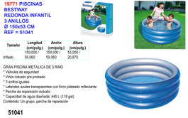 Piscina infantil redonda de 3 anillos 150x53 51041