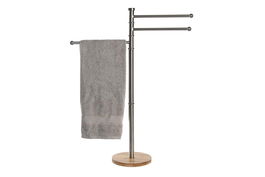 DKD Home Decor Toallero Acero Inoxidable Bambú Plateado Natural 22 x 85.5 x 22 cm (4 Unidades)