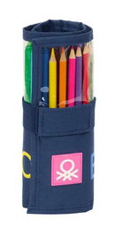 Benetton Plumier Enrollable 27 Pcs. Damero - Estuche con cierre de rollo para lápices y rotuladores, en español