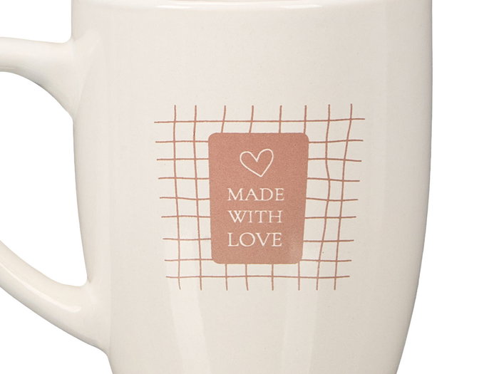 VESSIA Taza de Porcelana Love 350ml Blanco-Rosa