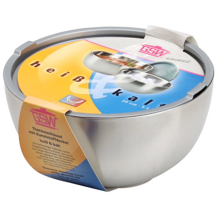 GSW Ensaladera térmica de acero inoxidable 5,5 L con tapa antigoteo
