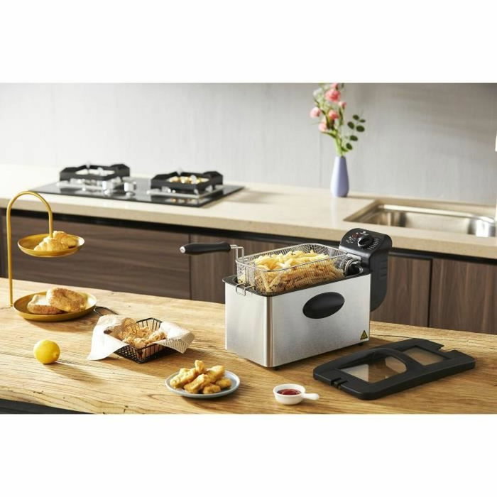 Continental Edison Freidora FR3IN2 de acero inoxidable, 3 L, 2000W