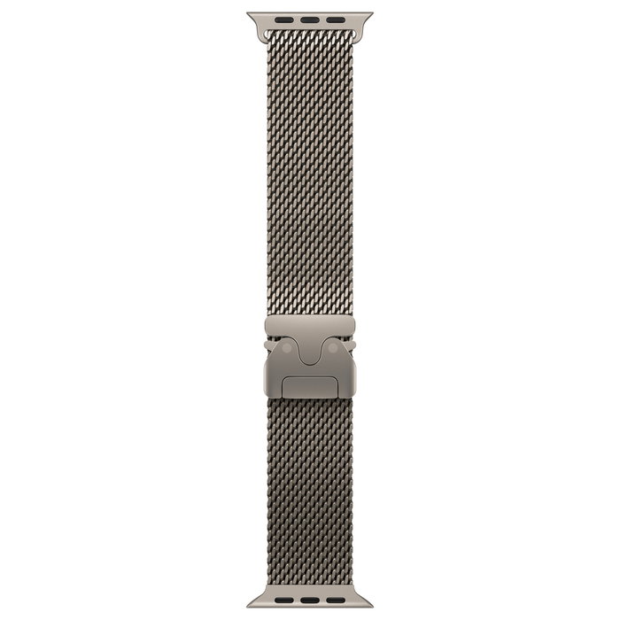 Apple MGHP4ZM/A Titan Milanaise Armband en Titanio para Apple Watch 44/45/46/49 mm, Color Natural, Tamaño de Banda M (155-185 mm)