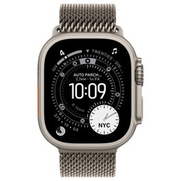 Apple MGHP4ZM/A Titan Milanaise Armband en Titanio para Apple Watch 44/45/46/49 mm, Color Natural, Tamaño de Banda M (155-185 mm)
