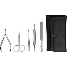 Zwilling Set de Manicura y Pedicura CLASSIC INOX de 5 piezas con estuche de cuero