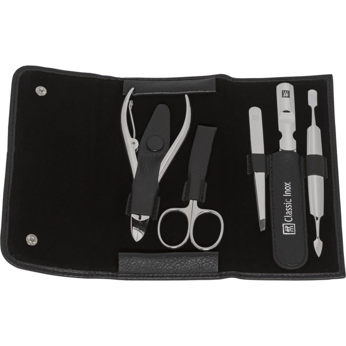 Zwilling Set de Manicura y Pedicura CLASSIC INOX de 5 piezas con estuche de cuero