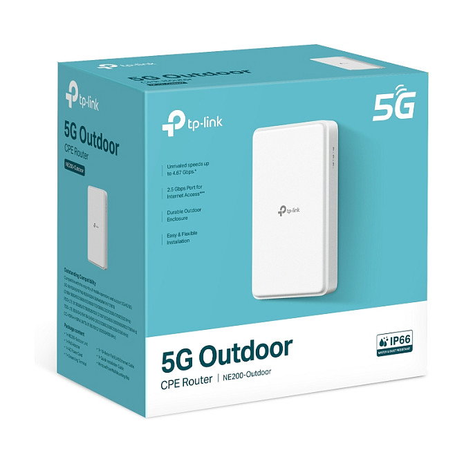 TP-Link NE200 5G Router Outdoor/Exterior IP67 con Módem 5G Integrado, PoE, Puerto LAN 2.5G, VPN, para uso en Exterior (-30°C a 50°C)