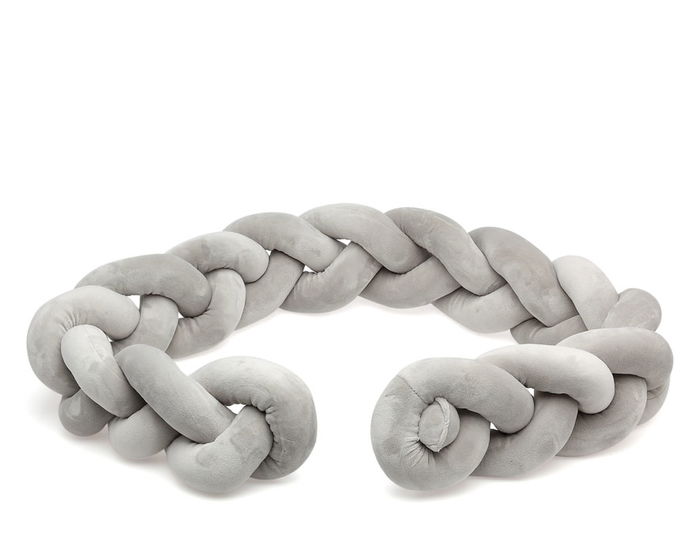 KioKids Protector Trenzado Acolchado para Cuna y Cama, Gris, 1.5 m, para Bebés y Decoración