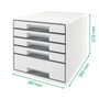 Leitz WOW Desk Cube Fichero de cajones con 1 cajón grande y 4 pequeños, Blanco/negro