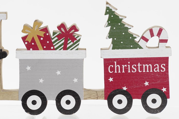 DKD Home Decor Tren de Navidad Tradicional Natural Rojo 38 x 16.5 x 2 cm (6 Unidades)