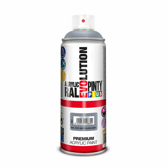 Pinty Plus Pintura Acrílica Spray Evolution RAL 7001 Matt Silver Grey Mate 520 cc