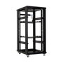 MicroConnect Armario Rack 19 Pulgadas 27HU, Ancho y Fondo 600x600 mm, Color Negro RAL 9004, con Puerta Frontal de Cristal y Ruedas