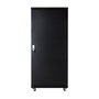 MicroConnect Armario Rack 19 Pulgadas 27HU, Ancho y Fondo 600x600 mm, Color Negro RAL 9004, con Puerta Frontal de Cristal y Ruedas
