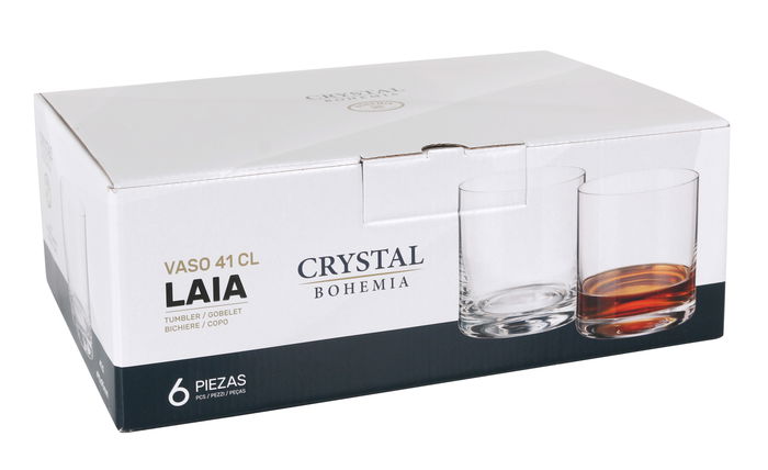 Bohemia Set 6 Vasos Cristal "Laia" 410cc (4 Cajas)