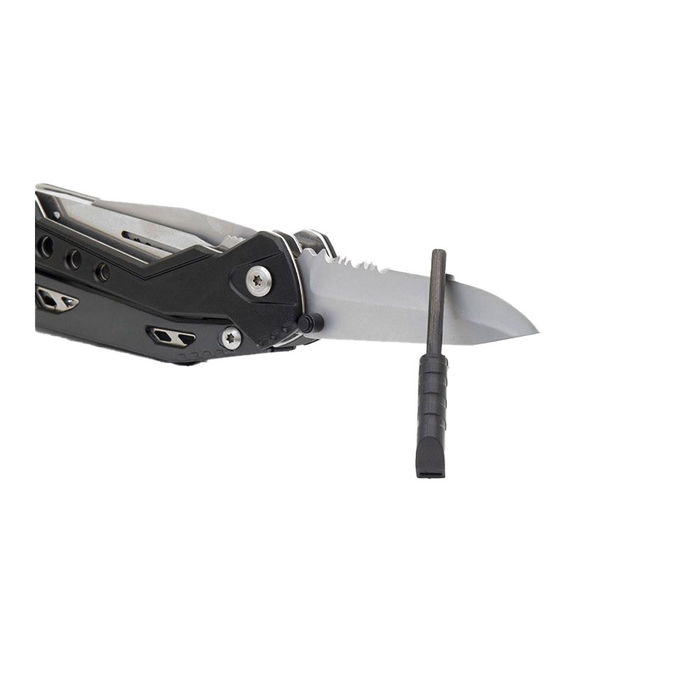 True Multiherramienta Outdoor Supervivencia con Navaja Dentada 70mm, Sierra 50mm, Alicates, Silbato y Bolsa - Multiherramientas