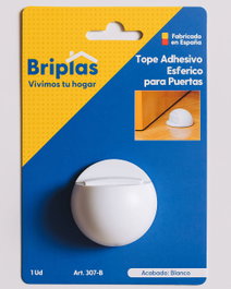 BRIPLAS Tope de Puerta Adhesivo Esférico Blanco