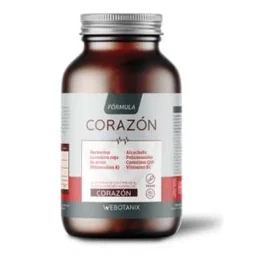 WEBOTANIX Corazon Formula 60 Cap. Berberina, Monacolina K, Coenzima Q10, Vitamina B1 para Colesterol y Corazón Saludable, Vegano