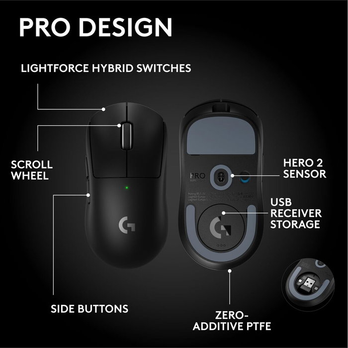 Logitech PRO X SUPERLIGHT 2 SE Wireless Gaming Mouse Black
