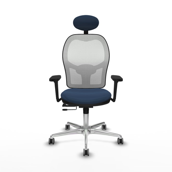 PIQUERAS Y CRESPO Silla de oficina Jorquera con mecanismo Sincro/Traslack, Azul marino y Blanco