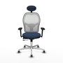 PIQUERAS Y CRESPO Silla de oficina Jorquera con mecanismo Sincro/Traslack, Azul marino y Blanco