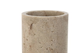 DKD Home Decor Vaso de Resina Símil Mármol Crema 7x7x10 cm