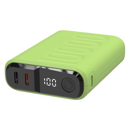 RealPower Powerbank PB-10000C PD+, 10000 mAh, Carga Rápida, 3 Puertos USB-C, Color Verde Claro, Batería Externa