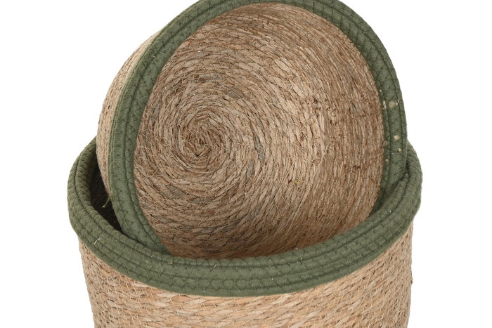 DKD Home Decor Cesta Verde Natural Fibra Algodón Set 4 Piezas 31 x 20 x 31 cm