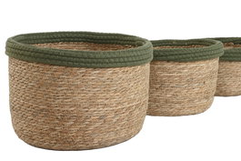 DKD Home Decor Cesta Verde Natural Fibra Algodón Set 4 Piezas 31 x 20 x 31 cm