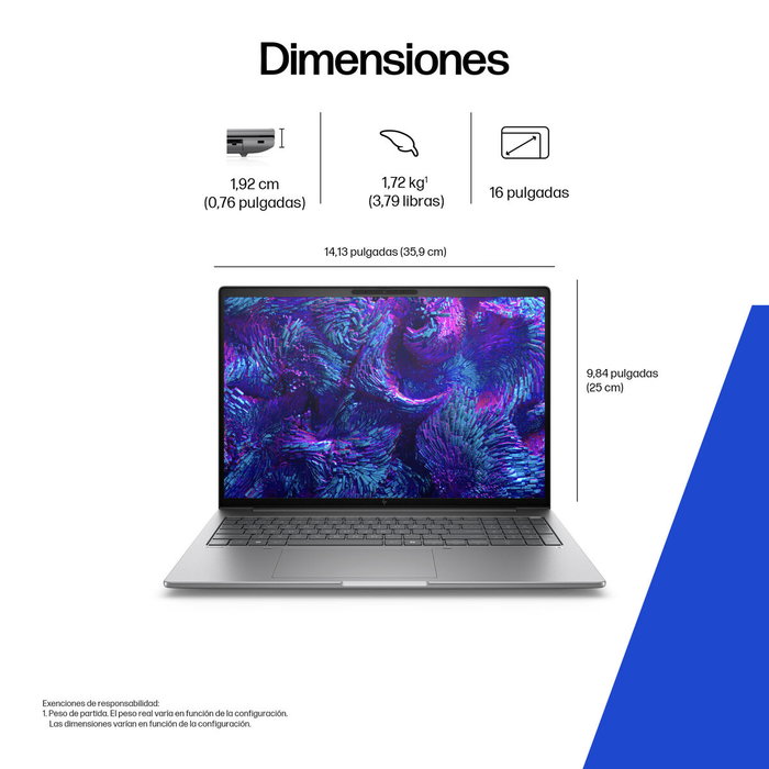 HP ZBook 8 G1i 16 pulgadas Táctil Plata meteoro Intel Core Ultra 9 285H 64 GB 1 TB SSD HP ZBook 8 G1i 16 pulgadas Táctil Plata meteoro Intel Core Ultra 9 285H 64 GB 1 TB SSD