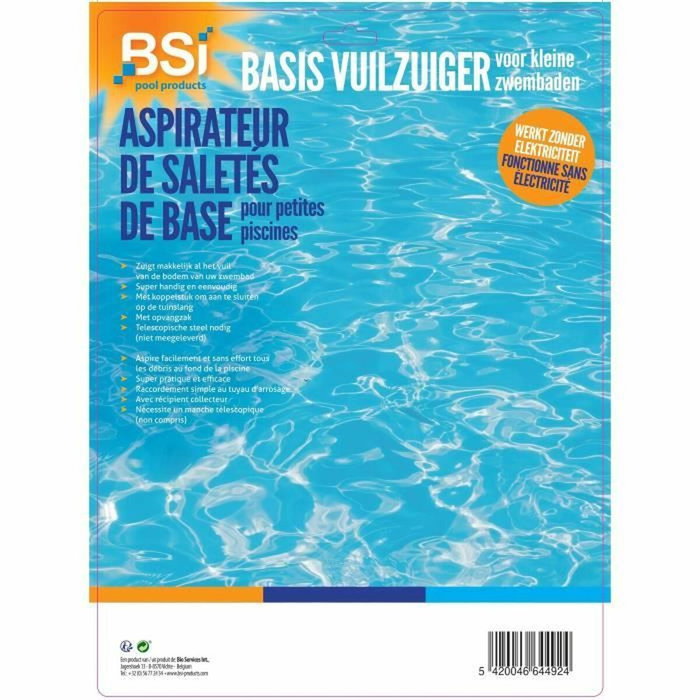 Bsi Aspiradora de fondo manual con compartimento para residuos de piscina - 30 cm